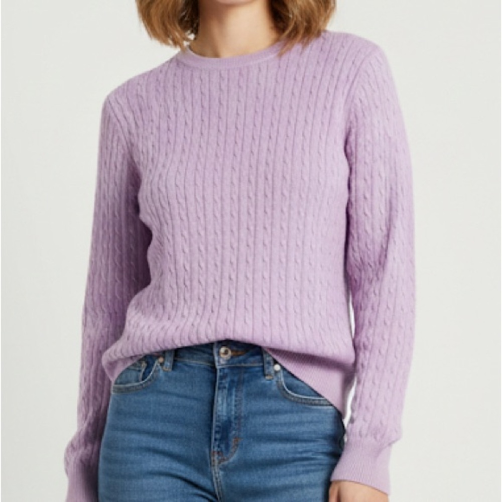 Kim Rogers Lavender cotton Cable‎ Knit Crewneck Pullover Sweater Size L NWOT